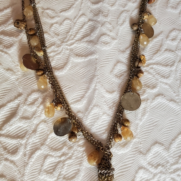 Tarnish Semi-precious Stone Layered Necklace - Picture 2 of 8
